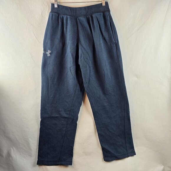 Under Armour Mens Large Black Fleece Sweatpants Loose Fit Warm Athletic Open Hem - Picture 1 of 9